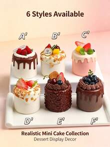 1/2/3pcs Ice Cream Color 3-Inch Realistic Cake Fridge Magnets, Hand-Painted Magnetic Resin, Strawberry Cherry Fake Fruit Decor, Realistic Food Props, Fake Cake For Photography, Birthday Party Window Display, Back To School Gift - Multicolor - View 2