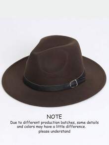1pc Women's Flat Brim Hat, Polyester Fiber, Decorated With Faux Leather Belt Hatband, Solid Color Versatile, Casual Minimalist - MM2186 - View 13