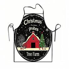 1pc Christmas Santa, Christmas Bell, Christmas Snowflake, Christmas Reindeer, Christmas Tree, Christmas Snowman, Christmas Penguin, Christmas Cartoon Animal Pattern Chef Apron, Apron, Suitable For Home Decor And Kitchen Use. Made Of 100% Polyester Material, Designed As Sleeveless Style, Perfect For Home Kitchen, Outdoor BBQ Cooking. This Printed Apron Is Unisex, Machine Washable And Reusable, An Essential Kitchen Item - Multicolor - View 14