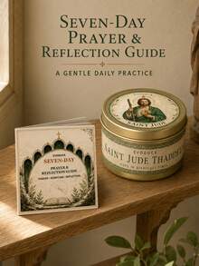 EVODUCK 1pc Saint Jude Thaddeus Religious Candle Gift Set, Devotional Tin Can Candle With 7-Day Prayer & Reflection Booklet, Hope Decor For Difficult Times, Suitable For Altar, Meditation Corner, Windowsill, New Job, Exam Season Student & Nurse Gift - Religious Candle - View 6