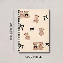1 Spiral Coil Notebook, Warm Watercolor Teddy Bear & Bow Pattern, Inner Pages, Recommended For Art Lovers, Students And Office Workers - A5 lined - View 3