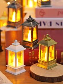 1pc Home Decoration Mini Retro Decor Lantern Light, With Battery, Indoor Room Desktop Decoration Night Light, Mini Wind Light, Suitable For Festivals, Parties, Christmas Decor, Bedroom Decor LED Candle Light, Christmas Decor Light, Gift For Friends - House-shaped Lantern - View 3