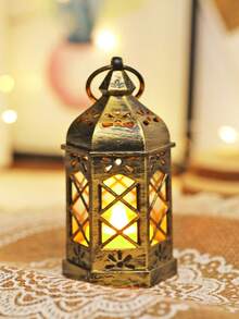1PC Retro Hollow LED Mini Lantern Flickering Fake Candle Light, LED Candle Lantern,Battery Operated,Party Lantern Ornament, Hanging Lantern Lamp For Wedding Christmas Ramadan Eid Table Home Party Decor,Holiday Table Home Decor,Christmas Decor Light - Pavilion-style - View 15
