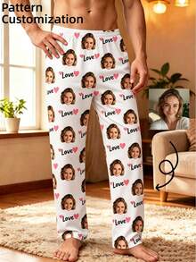Men's Customized Photo Home Pants (1pc): Choose Your Favorite Photo To Print, Have A Unique Personalized Look, Super Cool! - White - View 1