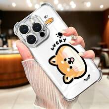 1-Piece Phone Case - Cartoon Round-Face Shiba Inu Pattern, Four-Corner Anti-Drop Plated Frame Phone Case, Smartphone Protective Case, Compatible With Apple 17 16 15 14 13 12 11 Plus/Pro/Max, Pixel 7 8 9 10 A/Pro. This TPU Material Phone Case Protects Your Phone From All Angles And Is An Ideal Gift For Friends, Partners, And Family. - Silver - View 2