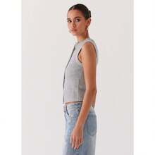 Summer New Knitted Simple Slim Sleeveless Solid Color Undershirt Undershirt Women - 灰色 - 查看 4