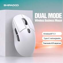 CHANGXIE Wireless Mouse, USB Interface, Ergonomic Design, 6 Silent Buttons, 2.4G/Bluetooth Dual Wireless Connection Mode, With USB Mini Receiver, 6-Button Silent, Up To 3600DPI, Suitable For PC/Laptop, White, Black, Red - View 4