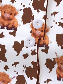 2pcs/Set Women's Pajama Set, Animal Cow Print, Autumn/Winter Women's Loungewear, Long Sleeve Lapel Top And Pants, Wearable Set - Multicolor - View 5