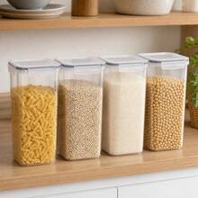 29.7cm Clear Plastic Rectangular Storage Container, Airtight Food Canister For Kitchen Pantry Organization, 2.8L Capacity - Black - View 2