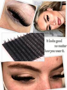 280pcs 60D Mixed Cluster False Eyelashes, 0.05mm D Curl 8-16mm Mixed Length, Voluminous Fluffy Russian Style Single Cluster Eyelashes, Soft Faux Mink DIY Eyelash Extensions, Suitable For Beginners, Halloween Christmas Holiday Eye Makeup - D - View 2