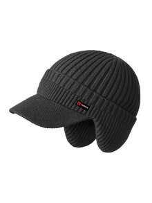 1pc Unisex Autumn/Winter Knitted Beanie Hat With Brim And Ear Flaps, Warm And Windproof Knitted Cap For Daily Outdoor Wear - Multicolor - View 10