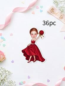 36/64/132pcs Personalized Wedding Bride Stickers, Custom Photo,Bride Face Shot Glasses Stickers,Bachelorette Party Cups Stickers Favors - Multicolor - View 31