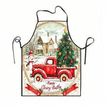 1pc Christmas, Santa Claus, Christmas Bell, Christmas Snowflake, Christmas Reindeer, Christmas Tree, Christmas Snowman, Christmas Penguin, Christmas Cartoon Animal Pattern Chef Apron, Apron, Suitable For Home Decor And Kitchen Use. Made Of 100% Polyester Material, Designed As Sleeveless Style, Perfect For Home Kitchen, Outdoor BBQ Cooking. This Printed Apron Is Unisex, Machine Washable And Reusable, An Essential Kitchen Accessory - Multicolor - View 14