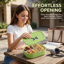 Cute Patterned Plastic Lunch Box, Portable Fruit Salad Food Storage Container, Divided Bento Box, Refrigerator & Microwave Allowable, Leak-Proof Lunch Container, Suitable For Student And Adult Use In School, Office,Picnic,Travel, Back To School - Multicolor - View 8