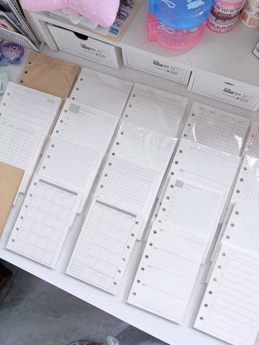 6 Hole A6 Refill Paper, Grid/Dotted/Lined Loose Leaf Planner Inserts, Minimalist Journal Refill Pages For 6 Ring Binder Notebook Budget Planner/Money Tracker Weekly Monthly To Do List A6 Refill Paper - A - View 1