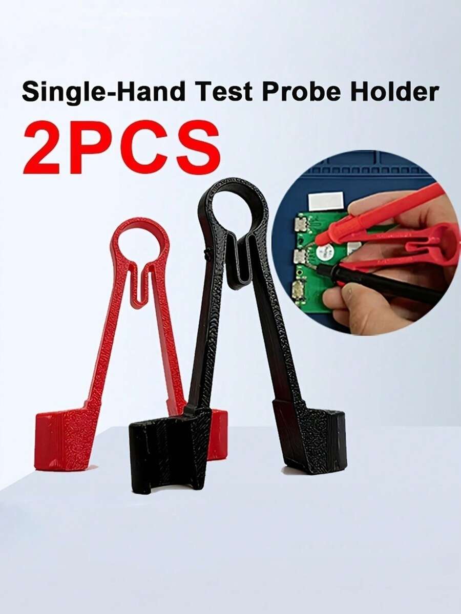 2Pcs Multimeter Probe Holder Clamp & One-Handed Operation-Test Probe Pen Clip Assistant With Suitable For Common Tip Probes,Compatible For Component Test Leads,For Electricians,Hobbyists,Universal Meter Probe Bracket,No Power Required,