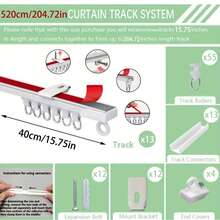 1pc Universal Curtain Track Kit For Ceiling And Wall Mounting With Quiet Sliding And Free Assembly - Dual Fixing 4-In-1 Self-Adhesive And Drill-In Curtain Rail, Easy Installation, Suitable For Bathroom, Window Curtains, Room Dividers, Cabinets And More - 1PC - View 19