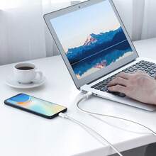 Pure White USB-C To Lightning Silicone Data Cable, PD 30W(MAX) Fast Charging Data Cable, 3.3FT/6.6FT USB-C To Lightning Data Cable, Compatible With Apple/ Series Charging Cables, Vehicle Accessories/Essential For Back-To-School/Phone Charging Cables - White - View 2