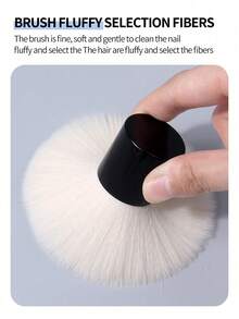 1pc Large Fluffy Nail Dust Brush Soft Bristle Powder Cleaning Brush For Nail Salon And Home DIY - Black - View 6