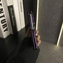 Luxury Minimalist Deep Purple Electroplated Wrinkled Phone Case, Compatible With Samsung Galaxy Z Fold 8 Wide Zfold8 Fold8 Protective Shell, Compatible With IPhone Duo Phone Case - Purple - View 8