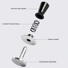 1pc 51mm Espresso Tamper Barista Coffee Tamper With Calibrated Spring Loaded Stainless Steel Tampers - Black - View 4
