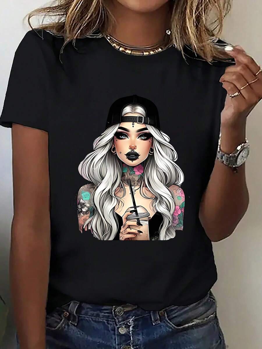Women T-Shirts - 黑色 - 查看 1