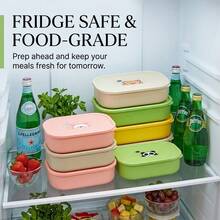 Cute Patterned Plastic Lunch Box, Portable Fruit Salad Food Storage Container, Divided Bento Box, Refrigerator & Microwave Allowable, Leak-Proof Lunch Container, Suitable For Student And Adult Use In School, Office,Picnic,Travel, Back To School - Multicolor - View 9