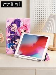 1件 K-POP 動漫 Q 版偶像團體圖案設計平板保護殼，相容 iPad Air 8(M4)2026、10.2 吋 2021/2020 10代/9代/8代、(A16) 11 吋 11代 2025、Galaxy Tab A8 10.5 吋 2022，內建筆槽，支援自動休眠/喚醒蓋，節日禮物首選 - 彩色 - 查看 4