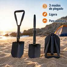 Pala Plegable Multifuncional de Acero con 3 Modos de Plegado, Herramienta de Excavación Portátil para Camping, Senderismo, Jardinería y Vehículo - Negro - Ver 1