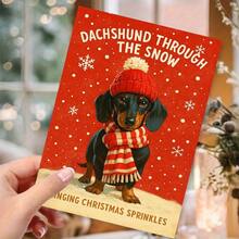 (1pc) Dachshund Christmas Card With Snowflakes And Holiday Atmosphere (Thank You Card, Halloween Card, Christmas Card, Birthday Card, Blessing Card, Wedding Essential) - Sets - View 8