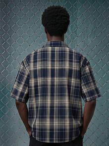 EVRINFINITE Men's Summer Casual Plaid Short Sleeve Shirt - Multicolor - View 2