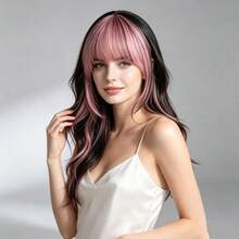 3D Highlighted Straight Bangs Wig, Colorful Gradient Bangs, Natural Invisible Seamless Hair Piece, Fluffy Bangs, Lightweight Hair Extension, French Style Top Wig, Highlighted Airy Bangs, Halloween - Multicolor - View 5