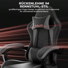 Ergonomic Gaming Chair With Lumbar Support And Headrest, Height-Adjustable Gamer Chair, PC Chair For Adults, Girls And Boys - 灰色 - 查看 4