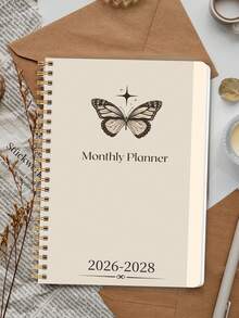 1本 2026-2028 學年週計畫與月計畫筆記本，中性款，含月計畫與備忘頁，辦公與學校用品，成人禮物，教師禮物 - 彩色 - 查看 3