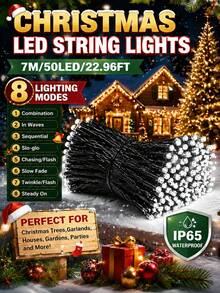 سلسلة أضواء عيد الميلاد بالطاقة الشمسية LED 20/50/100/200، مقاومة للماء IP65، 8 أوضاع إضاءة، أضواء جنية LED، مناسبة للحديقة والفناء وشجرة عيد الميلاد والشرفة والنافذة والمنزل والجناح والهالوين والحفلات والمهرجانات وديكور عيد الميلاد - سلسلة أضواء LED تعمل بالطاقة الشمسية - مشاهدة 13