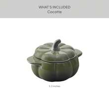 Green Figural Pumpkin Stoneware Cocotte With Lid, 3-Pack - View 9