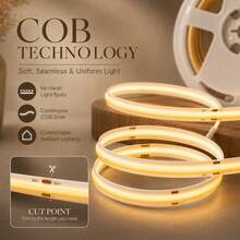 1-5M COB Indoor LED Light Strip, 5V Voltage, Warm White/Cool White/Neutral Light, Easy Installation, Suitable For Bedroom, Wardrobe, Home, Decorative DIY Lighting With Built-In Switch Button USB Powered - Multicolor - View 6
