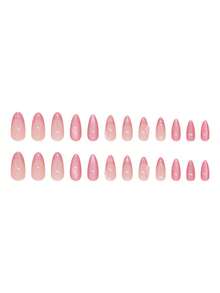 Spring/Summer Pink Cat Eye Sakura Handmade Nail Art, Sweet Atmosphere, INS Style Nails - Baby Pink - View 4