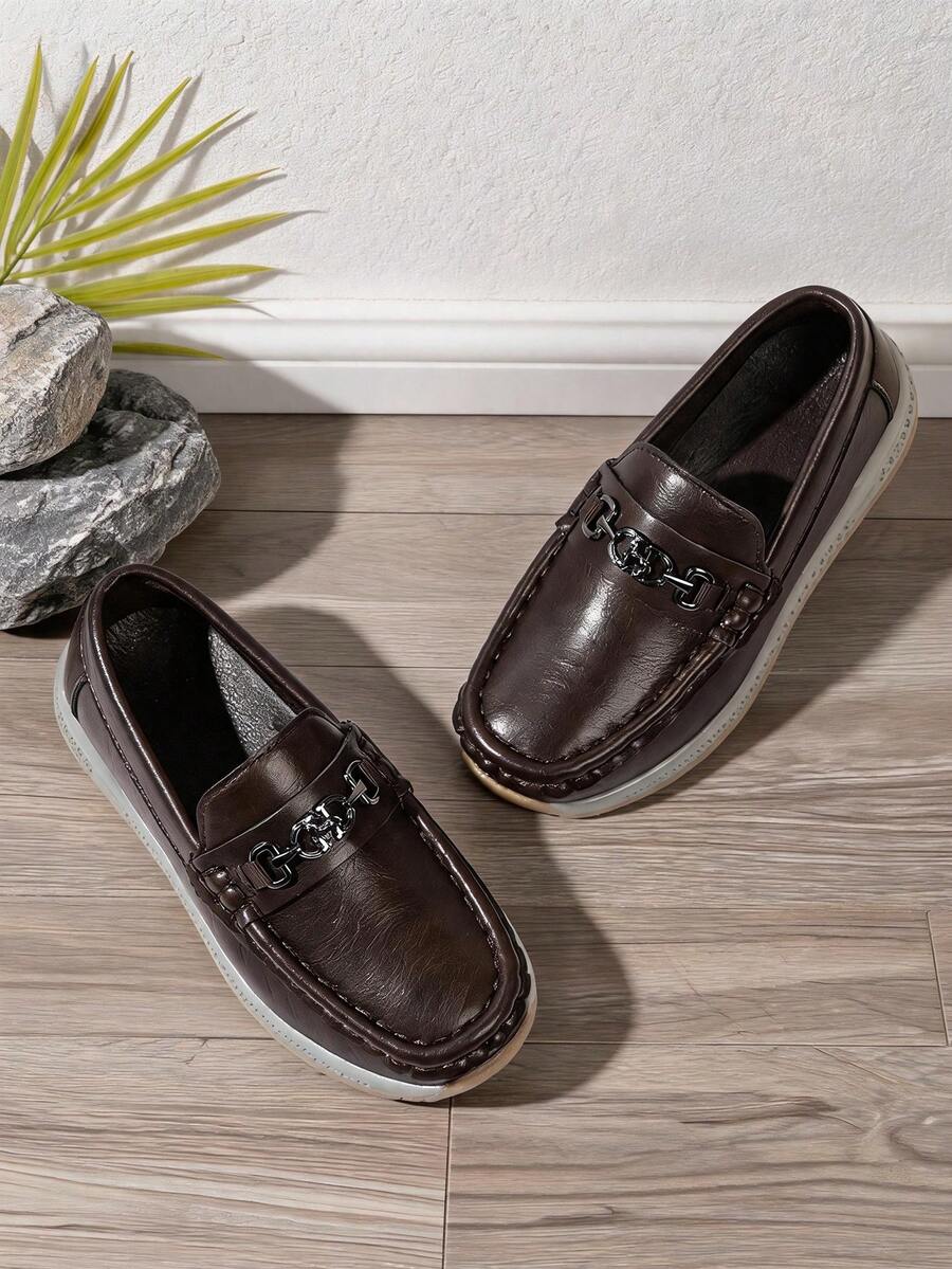 2026 New Korean Style Kids Casual Slip-On Lightweight Versatile Non-Slip Bean Sole Shoes - Coffee Brown - View 1