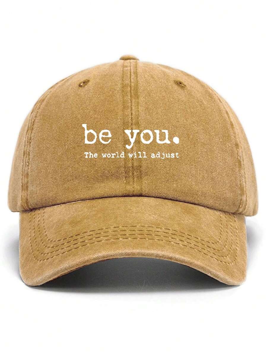 1pc Unisex Retro Washed Baseball Cap With Solid Color Letter Print,Adjustable,Suitable For Wedding,School,Outdoor Sports,Travel,Sun Protection,Gift - Multicolor - View 1