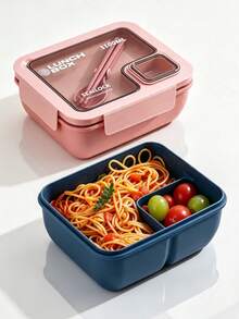 1pc Bento Box With Utensils, Adult Lunch Box Microwave , Compartment Food Storage Container, Large Capacity Lunch Box, Insulated Bento Lunch Bag, Sauce Box, Leak-Proof Snack Box - Multicolor - View 1