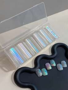 Aurora Illusion Nail Transfer Paper French Style Explosive Sparkle Colorful Polarized Laser 6-Color Nail Art Stickers - Multicolor - View 7
