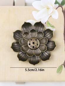 Multi-Hole Lotus Incense Burner Creative Zen Art Piece, Suitable For Tea Room And Study Decoration, Multi-Layered 3D Petal Incense Holder, Lotus Shaped Incense Tray, Bronze Texture, Ramadan Decor - Double-layer Incense Burner - View 14