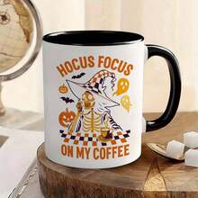 11oz Ceramic Mug - Spooky Halloween Coffee Cup With Wicked Witch, Bats, Ghosts, Jack-O'-Lanterns & On My Coffee" Phrases - Dishwasher - Multicolor - View 1