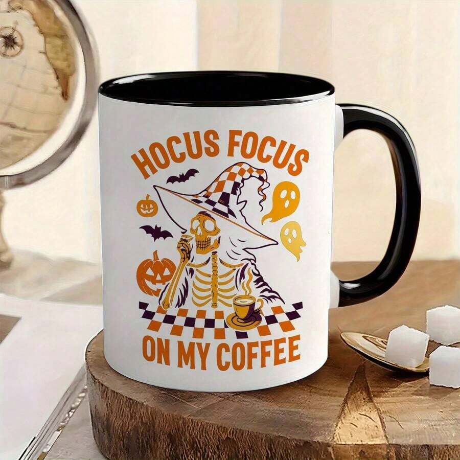 11oz Ceramic Mug - Spooky Halloween Coffee Cup With Wicked Witch, Bats, Ghosts, Jack-O'-Lanterns & On My Coffee" Phrases - Dishwasher - Multicolor - View 1