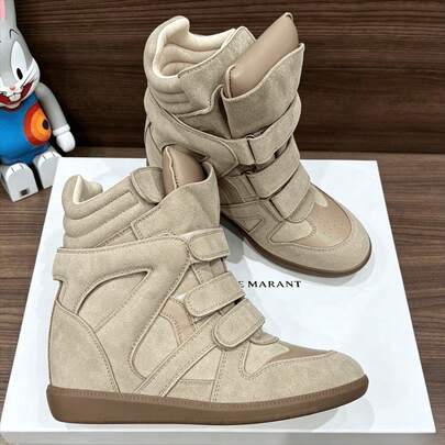 New ISA Women's Casual Sneakers With Hidden Wedge Sole, Casual High-Top Shoes