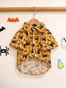 LUCKIE PAL 1pc Halloween Skeleton Dark Kitten Animal Print Cute Casual Fashion Pet Shirt With Buttons, Suitable For Cats And Dogs, Indoor And Outdoor - Multicolor - View 3