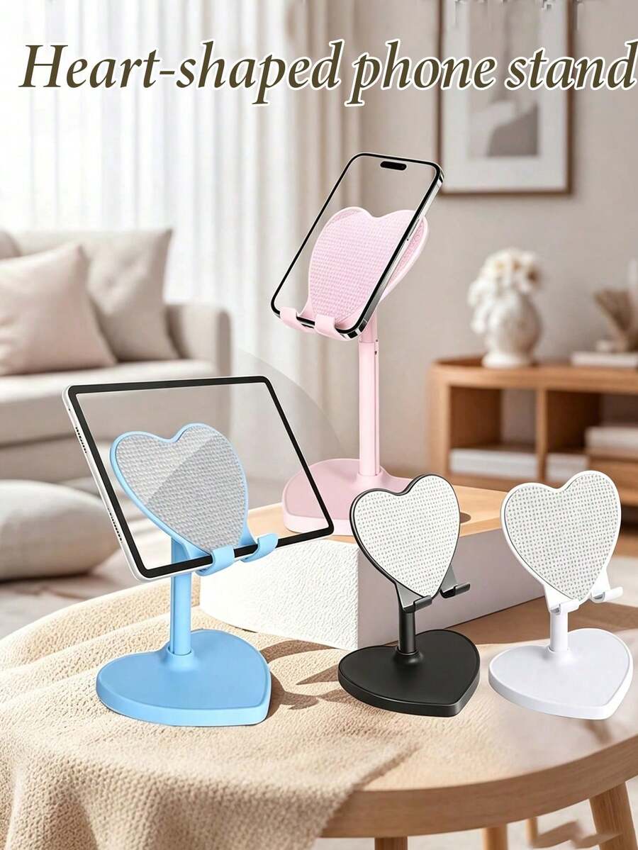 Heart-Shaped Adjustable Foldable Desktop Phone Stand, Adjustable Desktop Phone Holder, Universal Phone And Tablet Desktop Stand - Multicolor - View 1