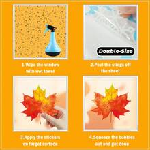 4入組「Hello Fall」窗貼，知更鳥、南瓜與楓葉圖案窗貼，雙面秋季豐收感恩節玻璃貼紙，適合居家窗戶裝飾 - 彩色 - 查看 10