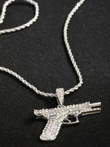 1pc Hip-Hop Personalized Exaggerated Fashion American Retro Pendant Necklace - Silver - View 2
